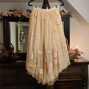 LoveShackFancy Rowena Tulle Skirt in Blush Small